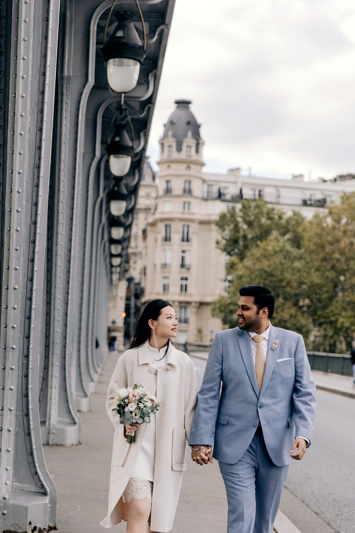 Couple walking in Paris