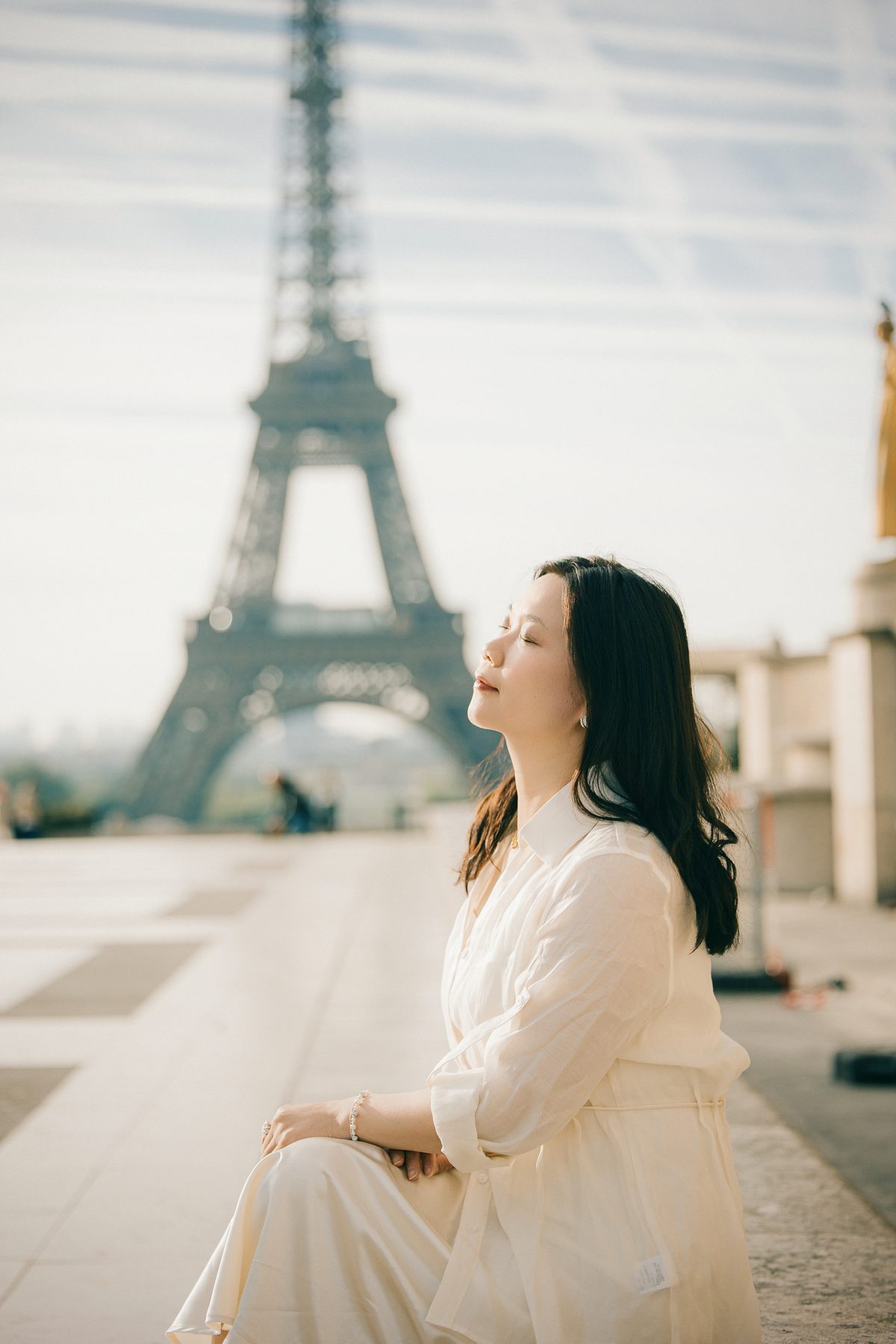 Paris vacation portrait with the Eiffel Tower